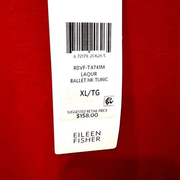 NWT Eileen Fisher Lipstick Red Tunic Top XL - Picture 2 of 5